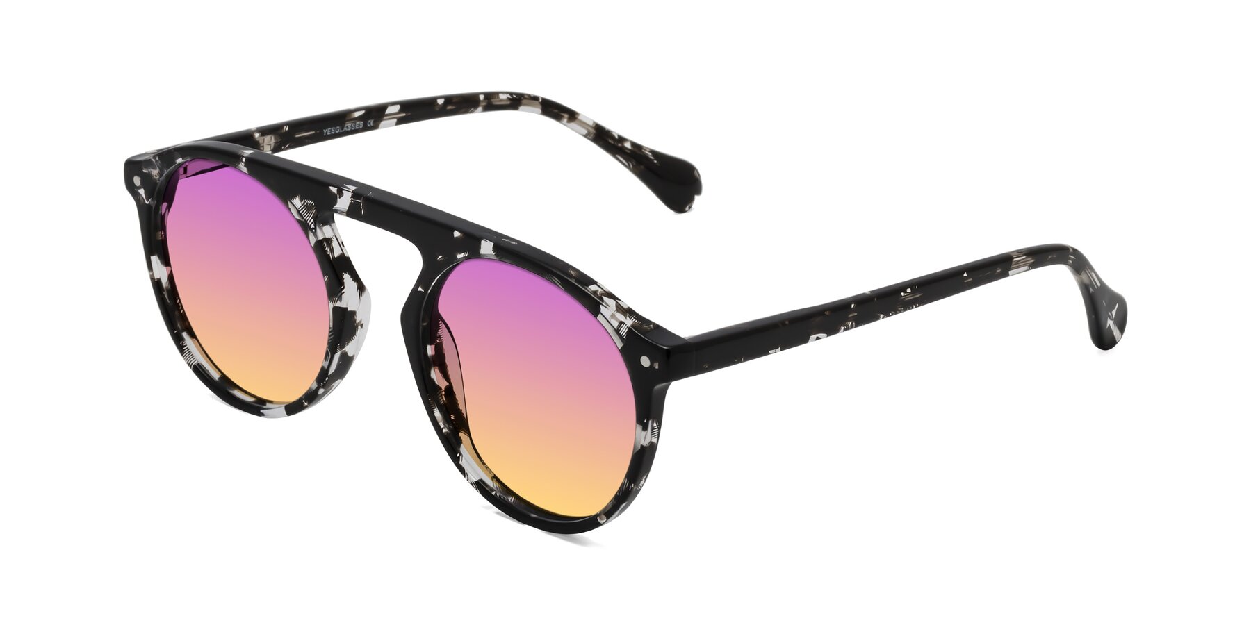 Angle of Gardon in Black Tortoise with Purple / Yellow Gradient Lenses