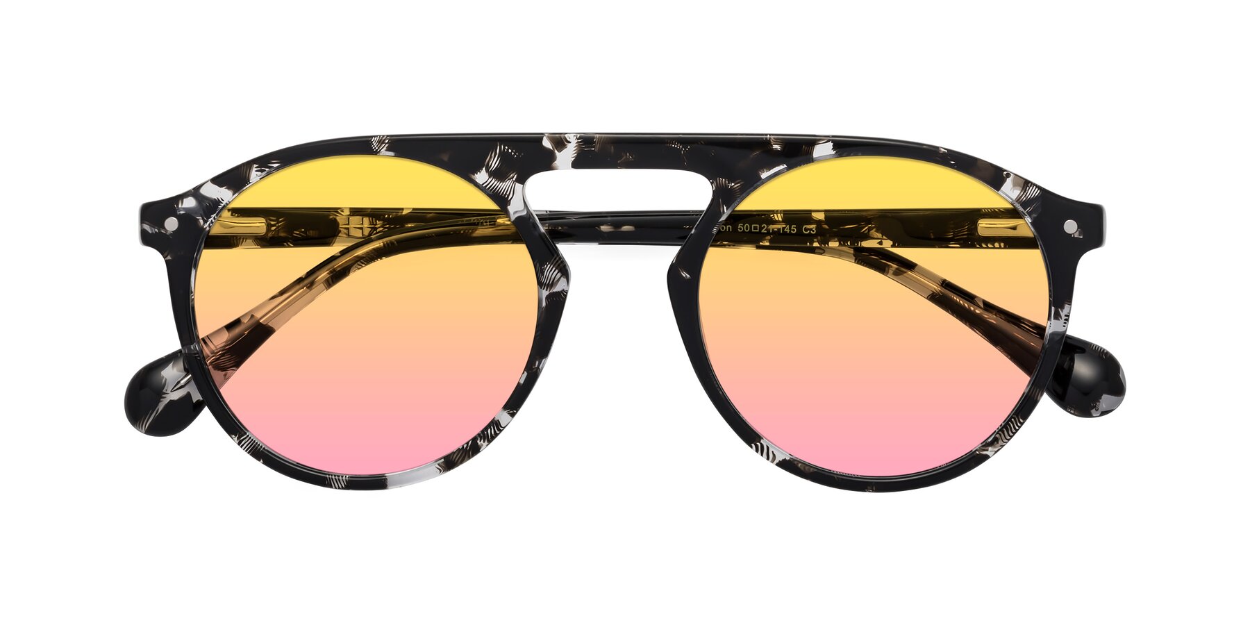 Folded Front of Gardon in Black Tortoise with Yellow / Pink Gradient Lenses