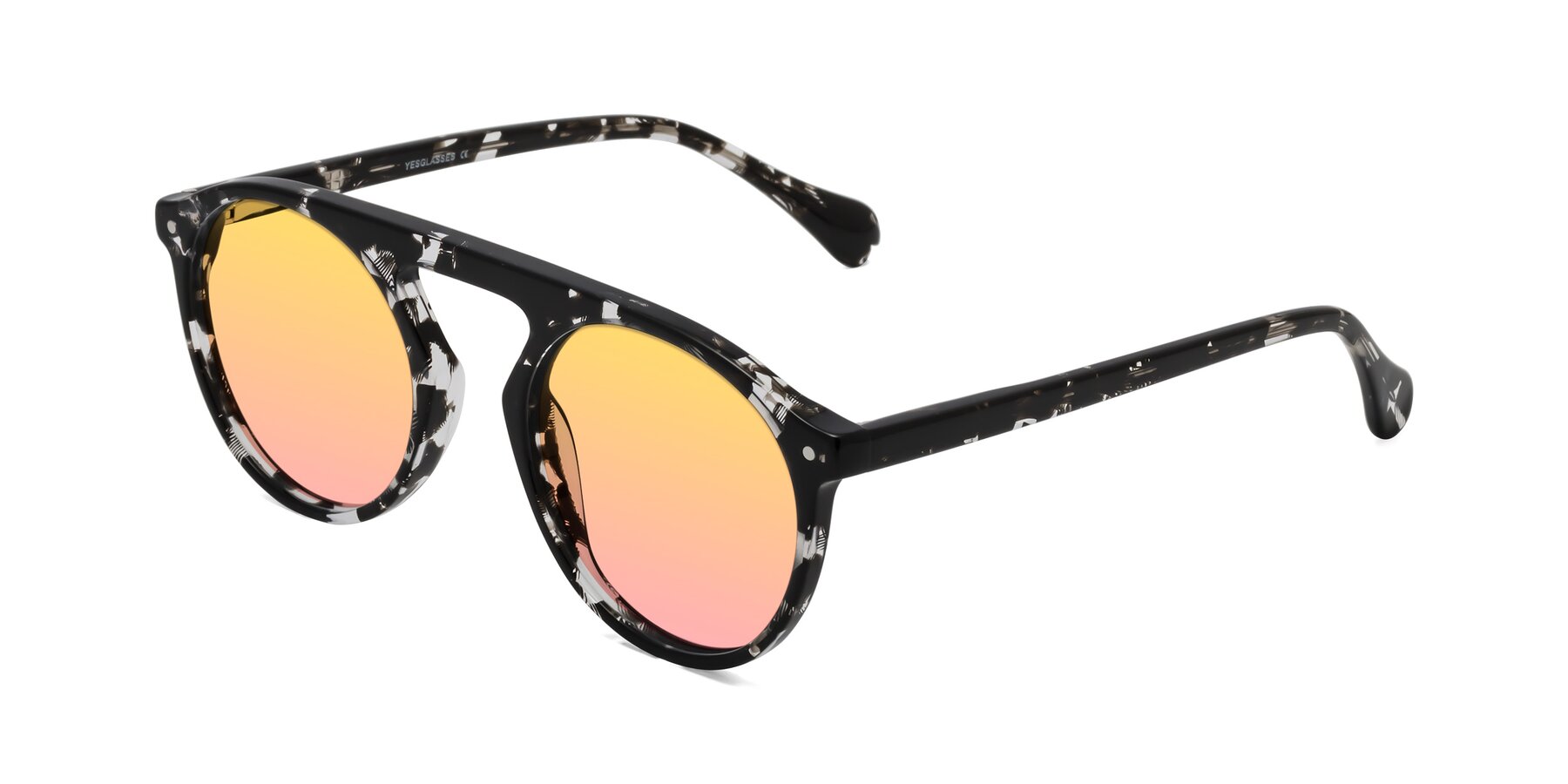 Angle of Gardon in Black Tortoise with Yellow / Pink Gradient Lenses