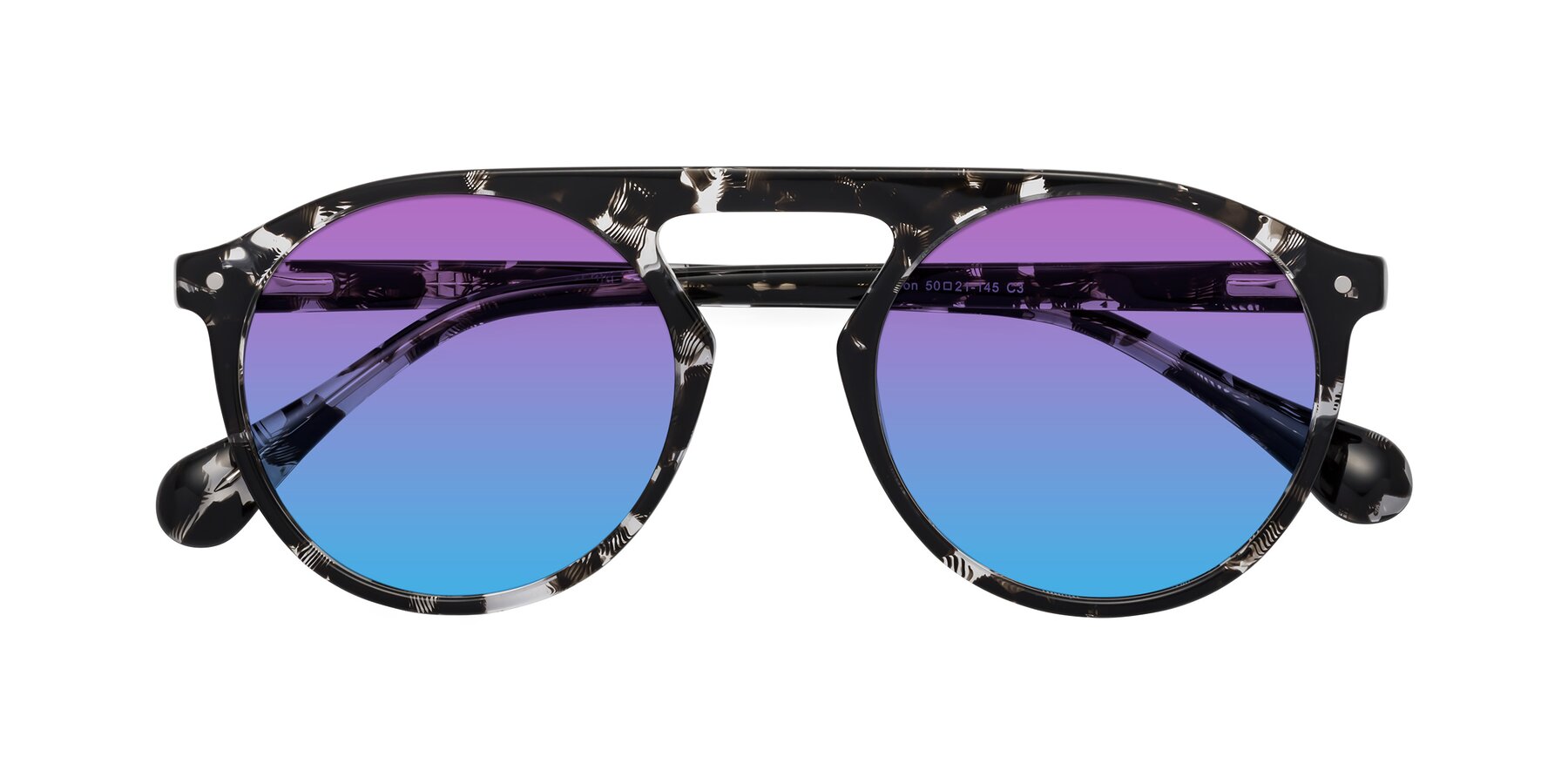 Folded Front of Gardon in Black Tortoise with Purple / Blue Gradient Lenses