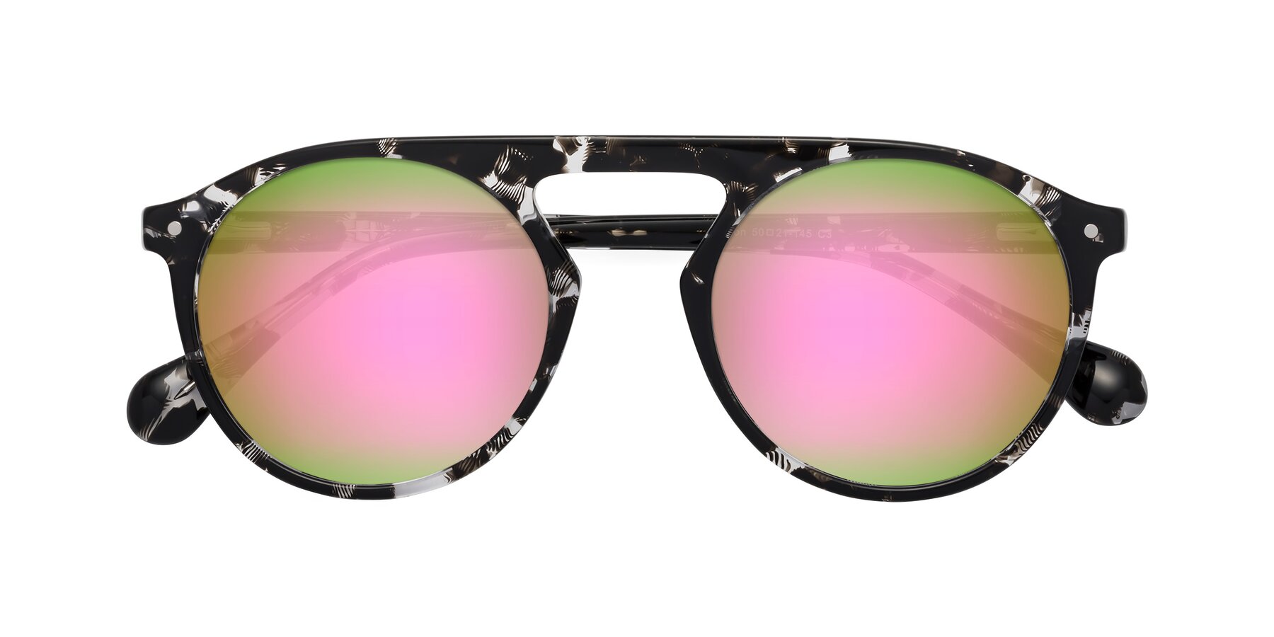 Folded Front of Gardon in Black Tortoise with Pink Mirrored Lenses