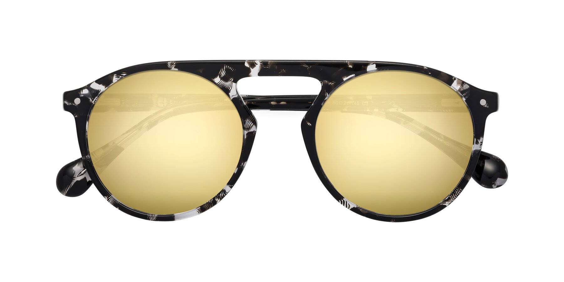 Folded Front of Gardon in Black Tortoise with Gold Mirrored Lenses