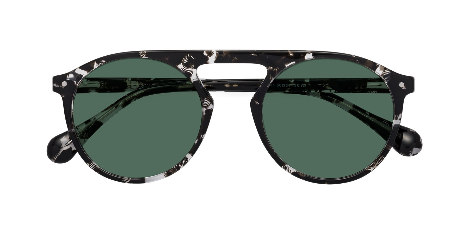 Folded Front of Gardon in Black Tortoise with Green Polarized Lenses