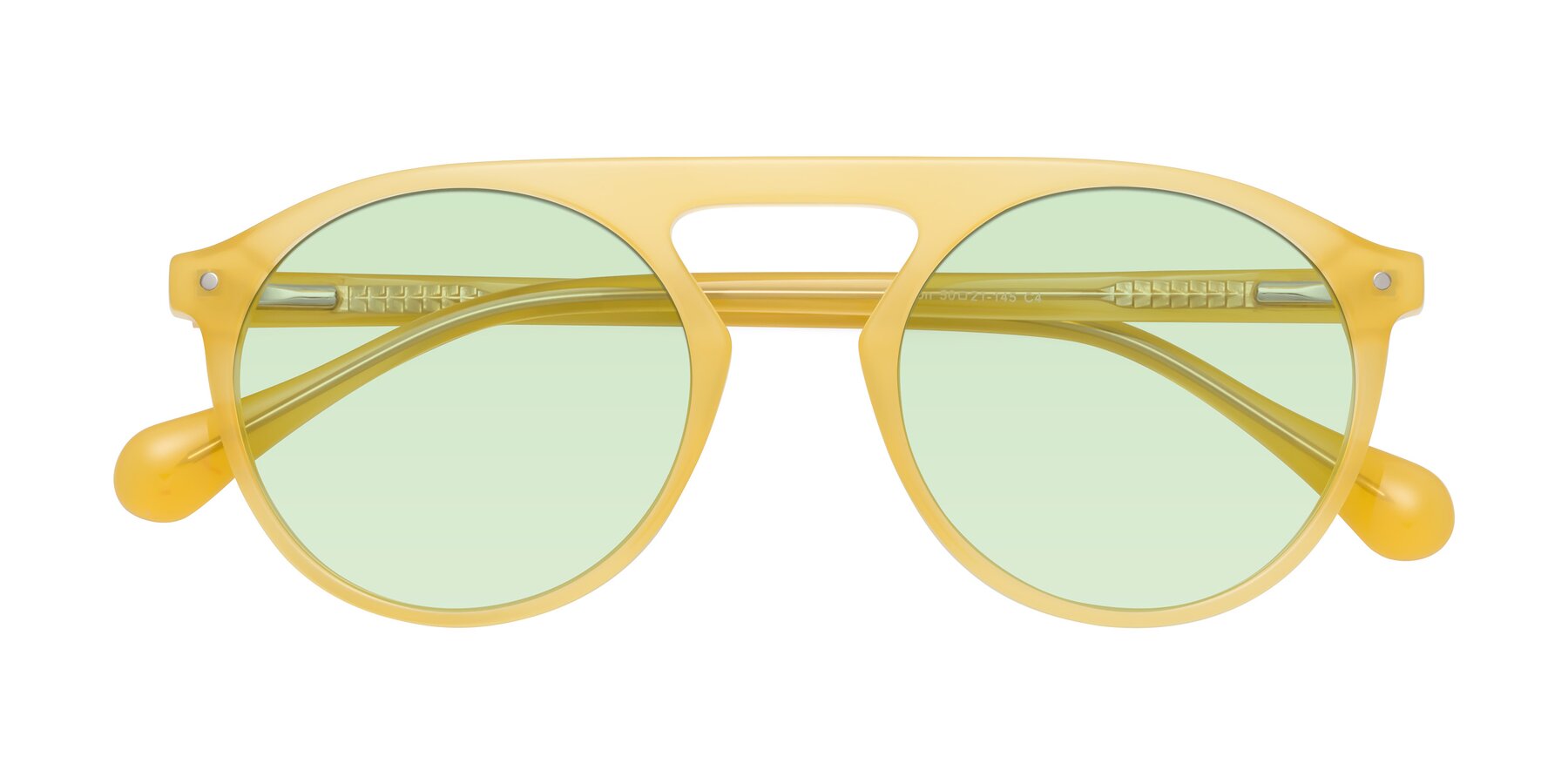 Folded Front of Gardon in Honey with Light Green Tinted Lenses