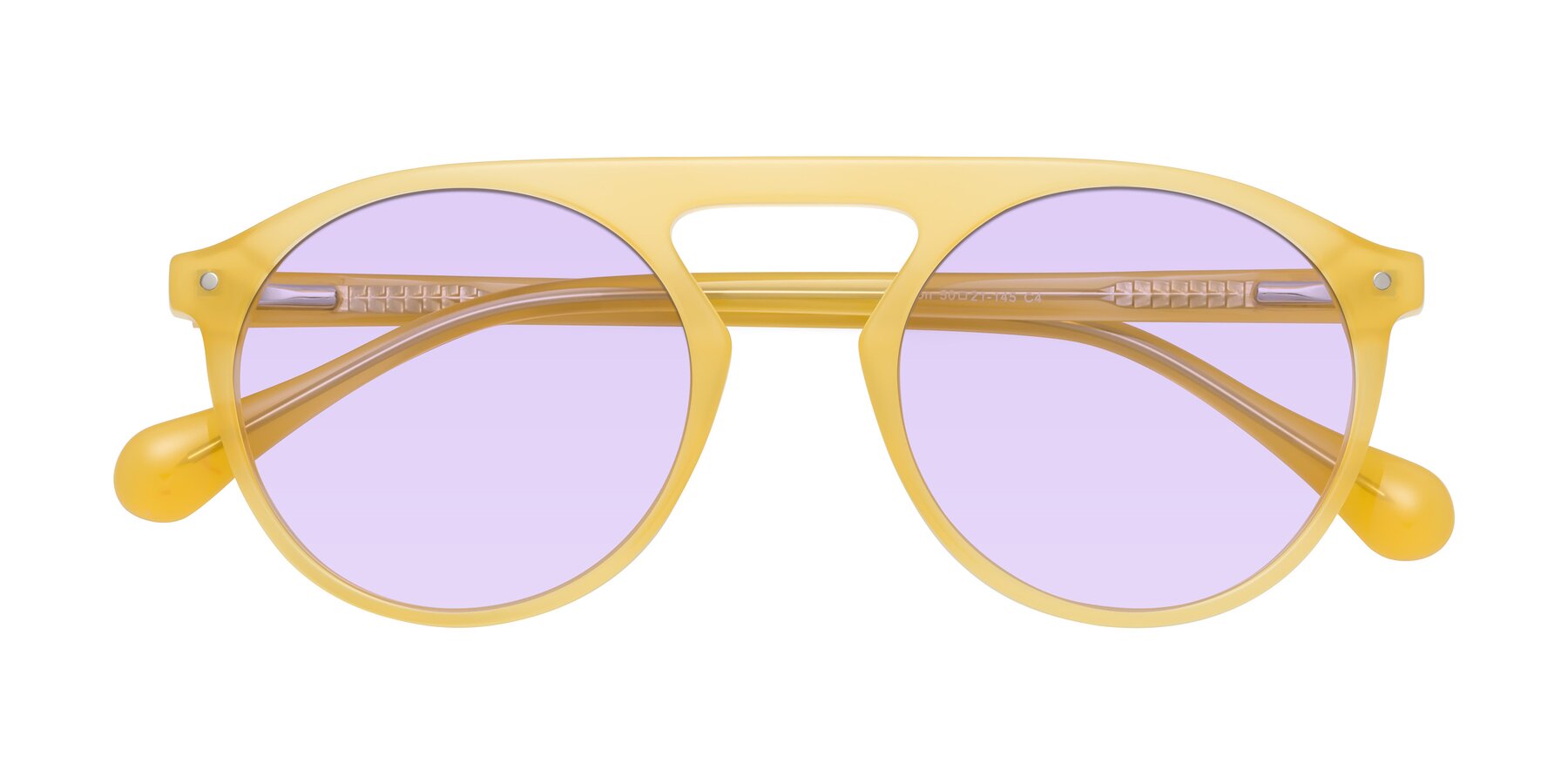 Folded Front of Gardon in Honey with Light Purple Tinted Lenses