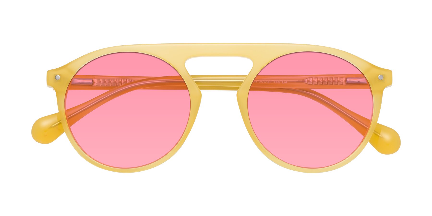 Folded Front of Gardon in Honey with Pink Tinted Lenses