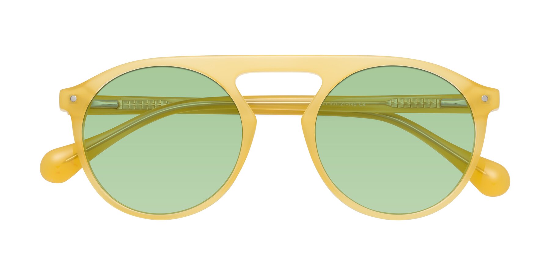 Folded Front of Gardon in Honey with Medium Green Tinted Lenses