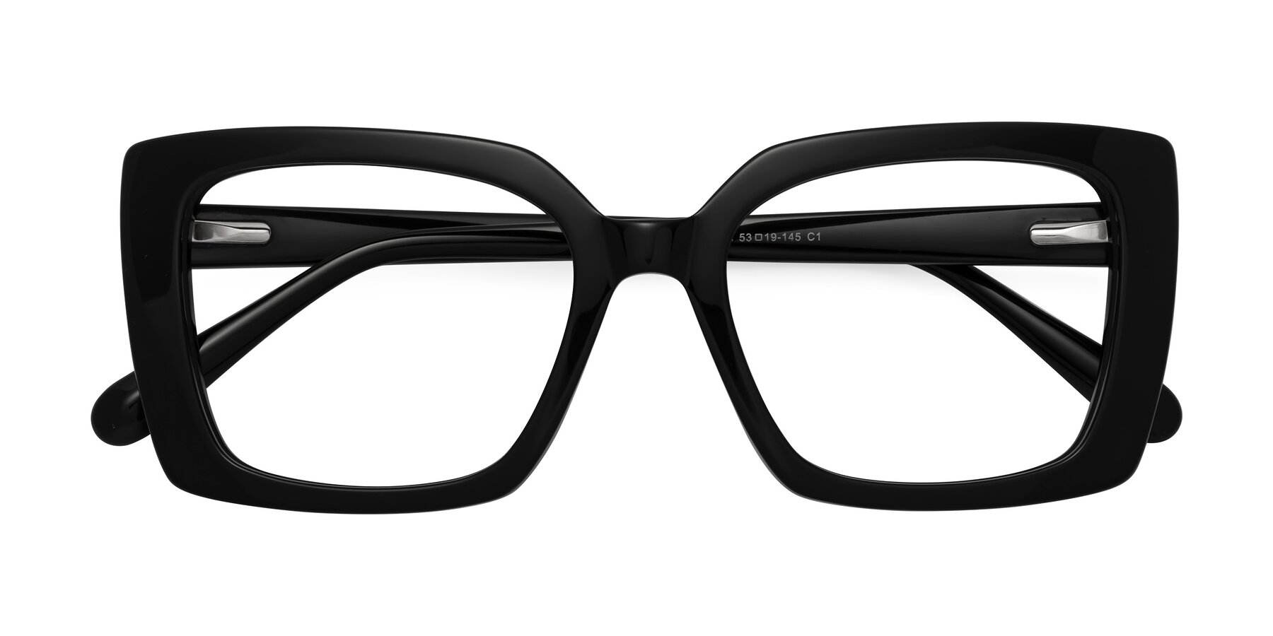 Folded Front of Godness in Black with Clear Reading Eyeglass Lenses