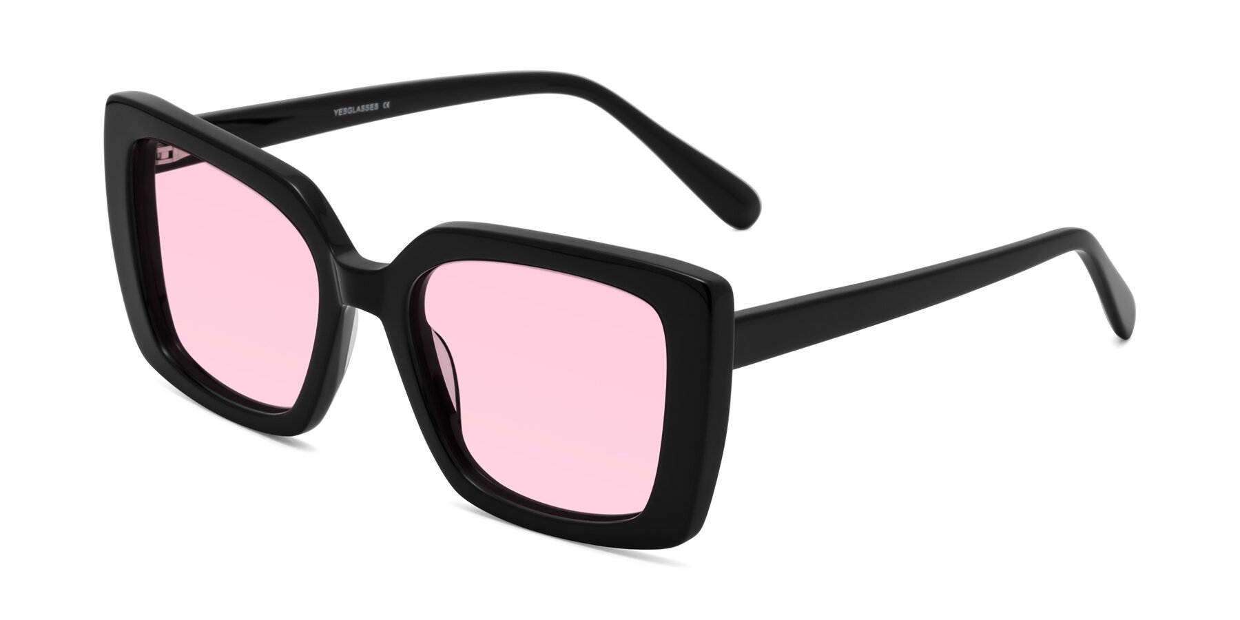 Angle of Godness in Black with Light Pink Tinted Lenses