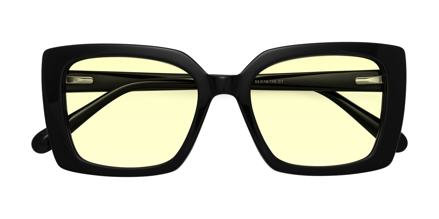 Folded Front of Godness in Black with Light Yellow Tinted Lenses