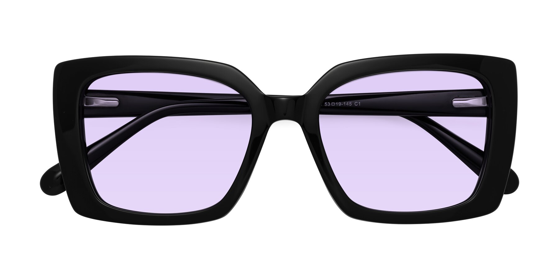 Folded Front of Godness in Black with Light Purple Tinted Lenses