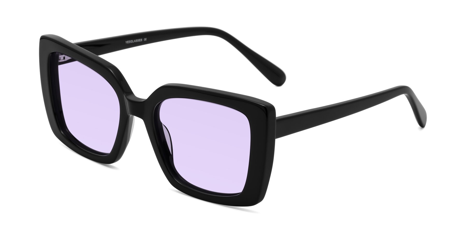 Angle of Godness in Black with Light Purple Tinted Lenses