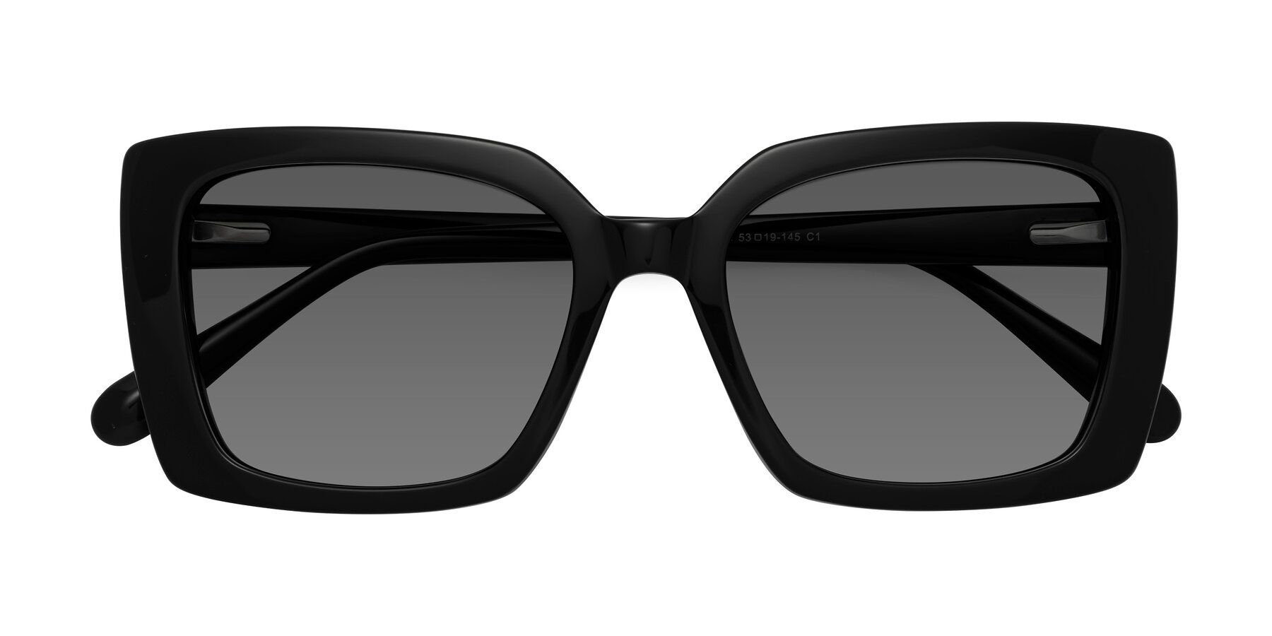 Folded Front of Godness in Black with Medium Gray Tinted Lenses