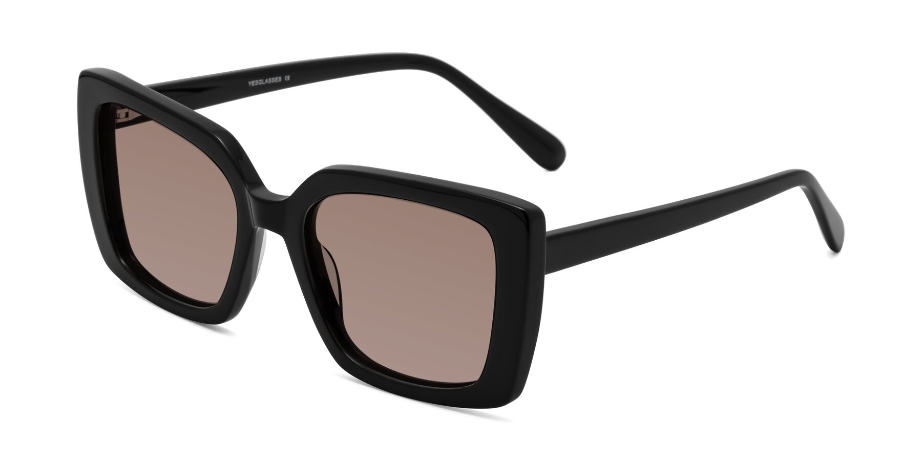 Angle of Godness in Black with Medium Brown Tinted Lenses