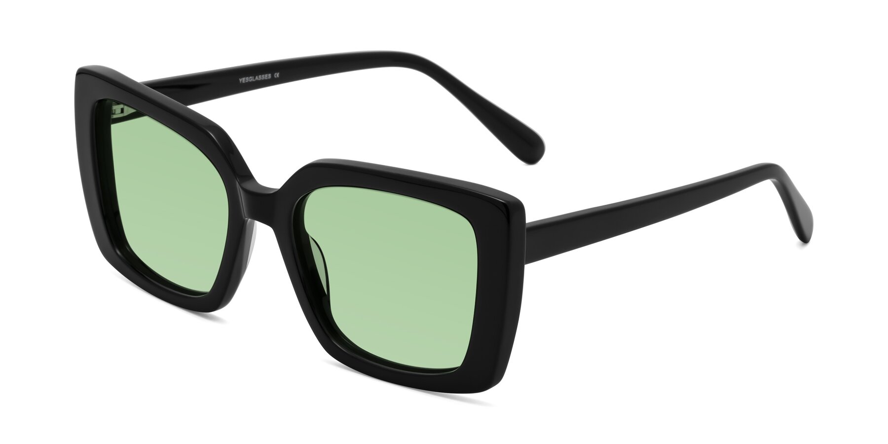 Angle of Godness in Black with Medium Green Tinted Lenses