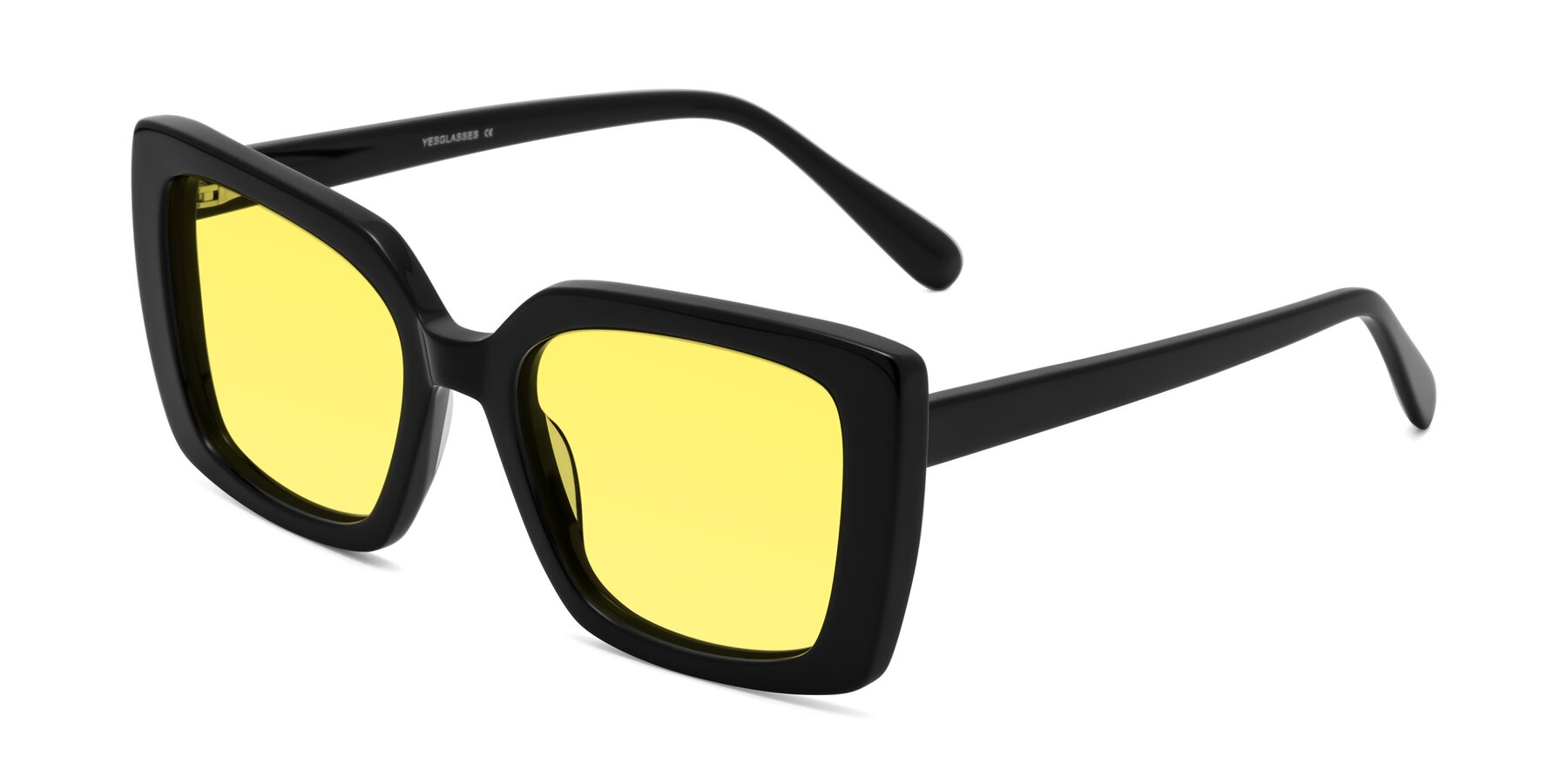 Angle of Godness in Black with Medium Yellow Tinted Lenses