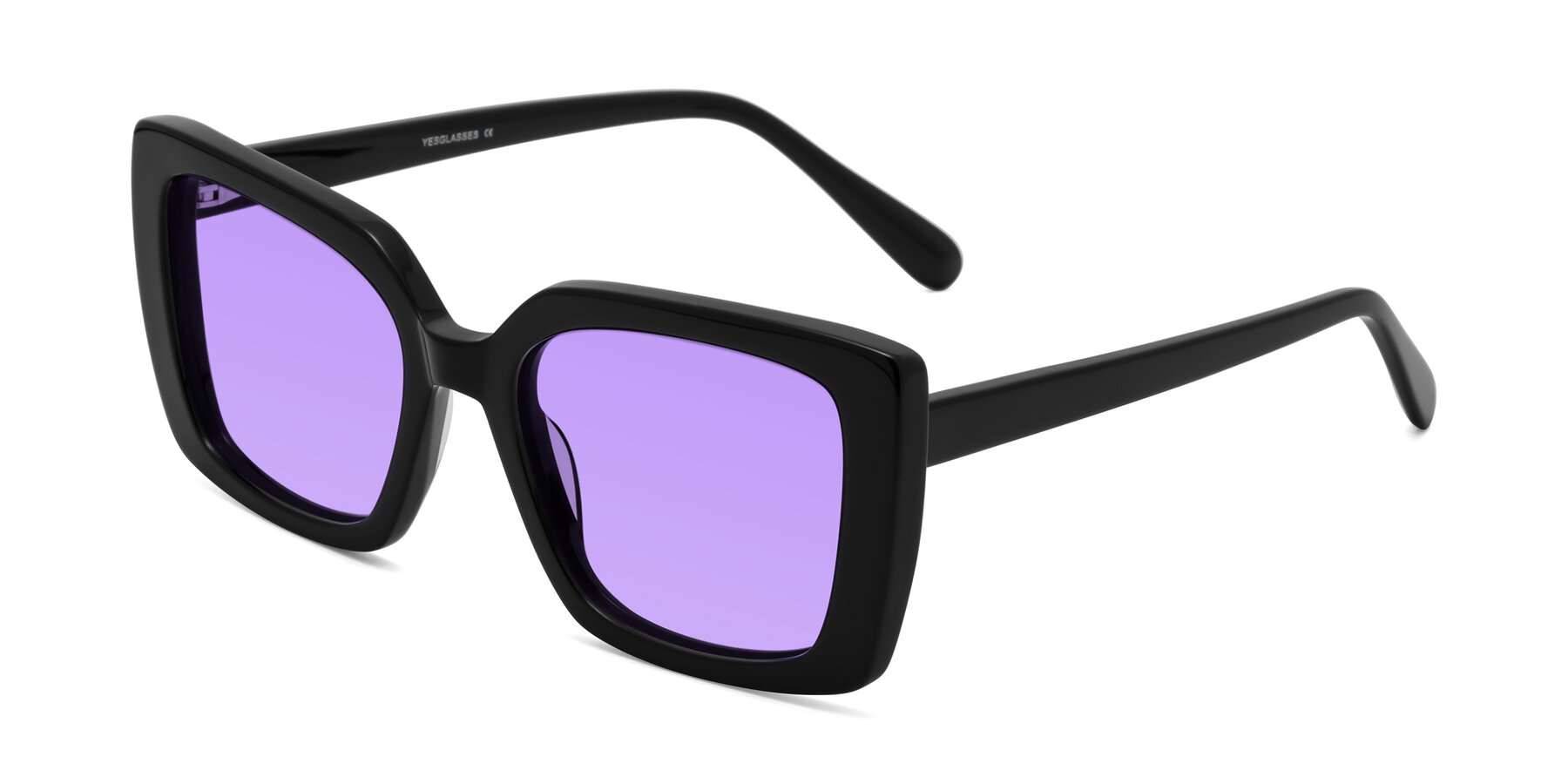 Angle of Godness in Black with Medium Purple Tinted Lenses