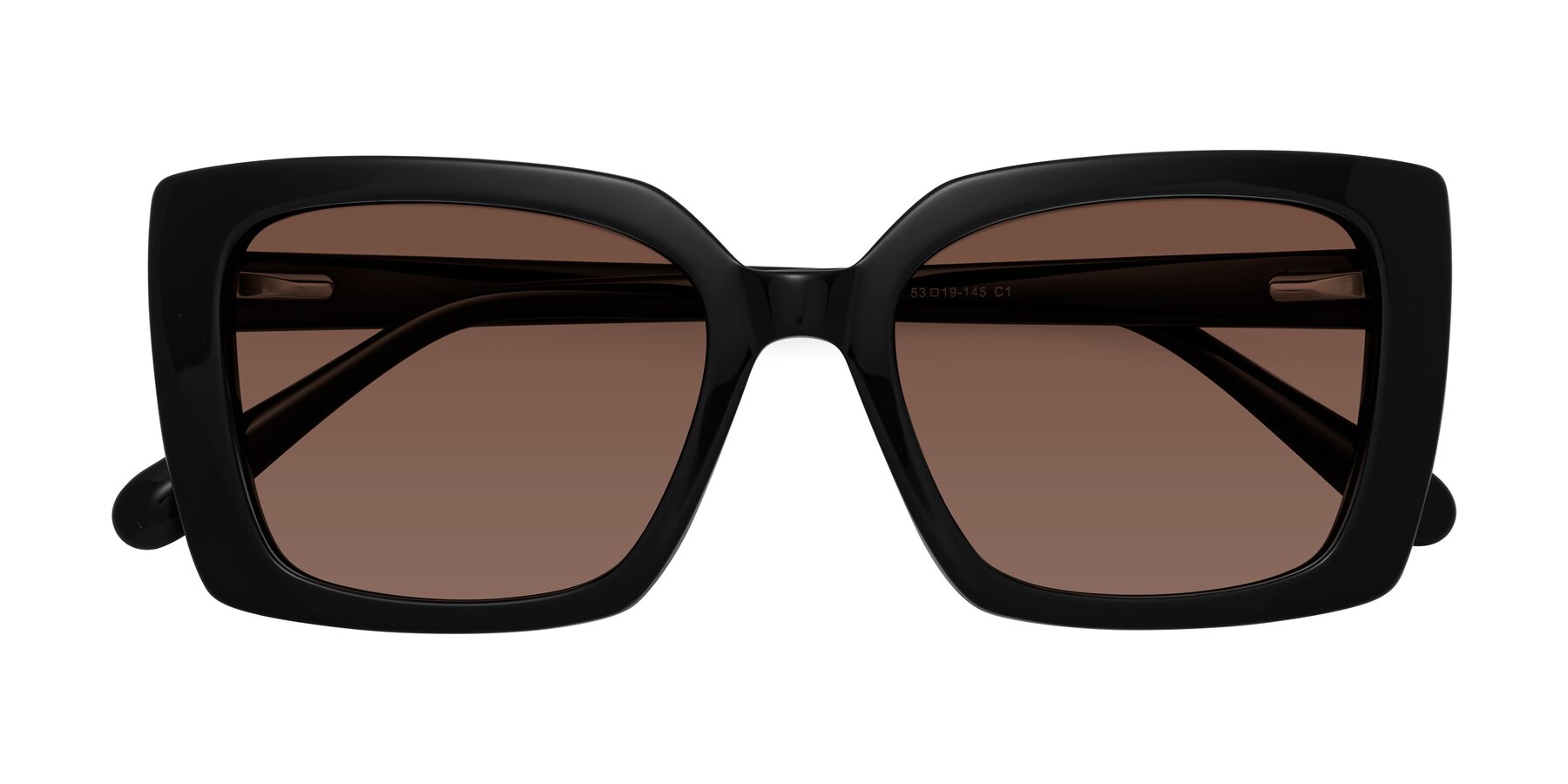 Folded Front of Godness in Black with Brown Tinted Lenses