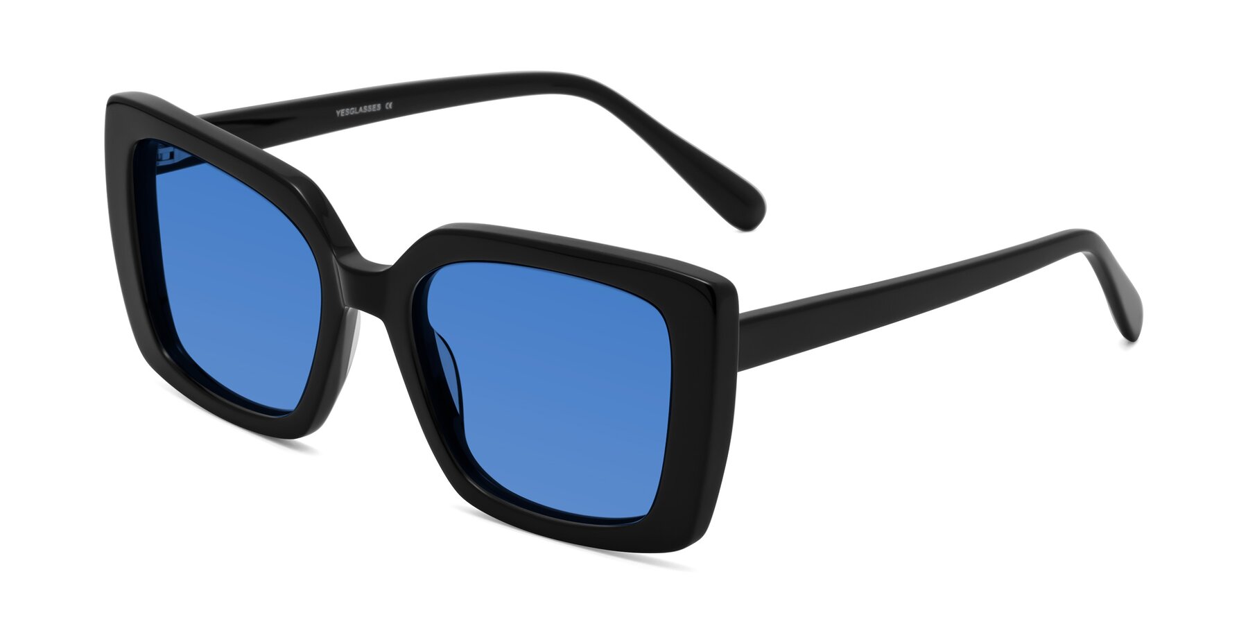 Angle of Godness in Black with Blue Tinted Lenses