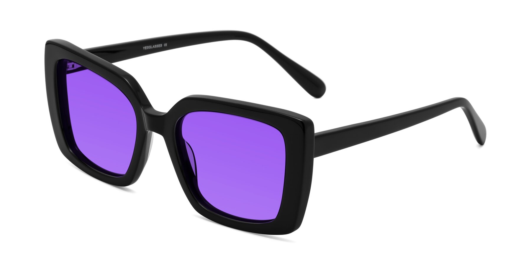 Angle of Godness in Black with Purple Tinted Lenses