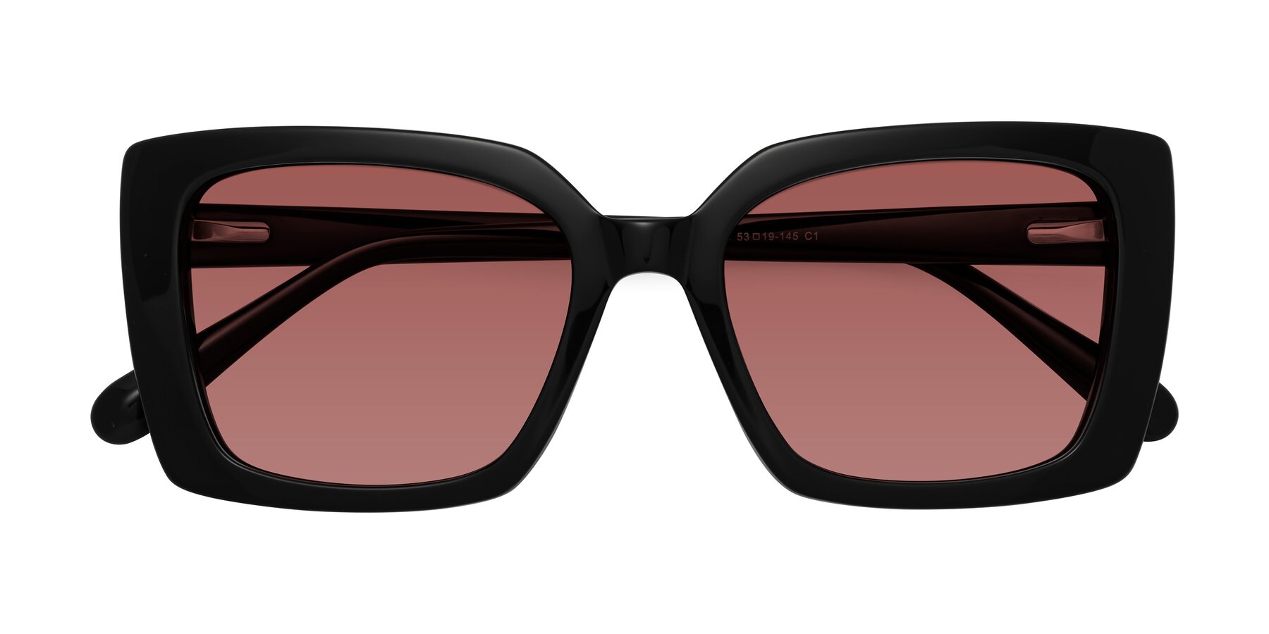 Folded Front of Godness in Black with Garnet Tinted Lenses