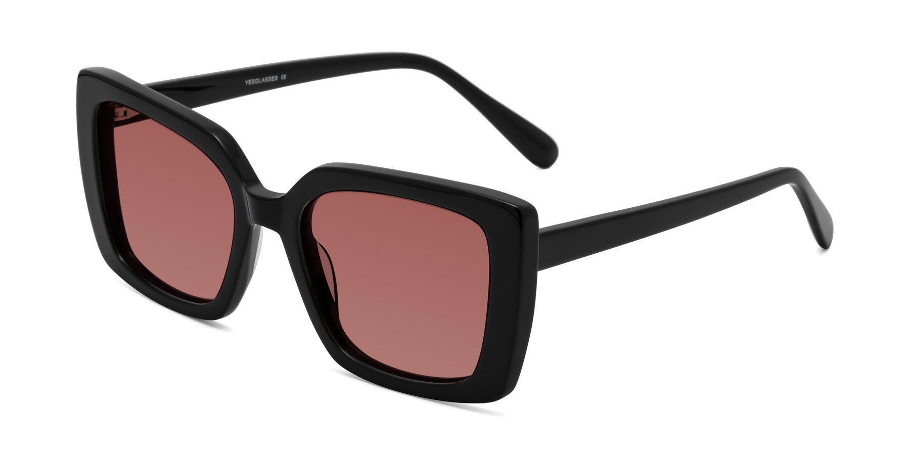 Angle of Godness in Black with Garnet Tinted Lenses