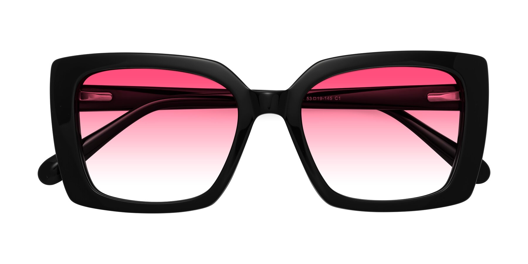 Folded Front of Godness in Black with Pink Gradient Lenses