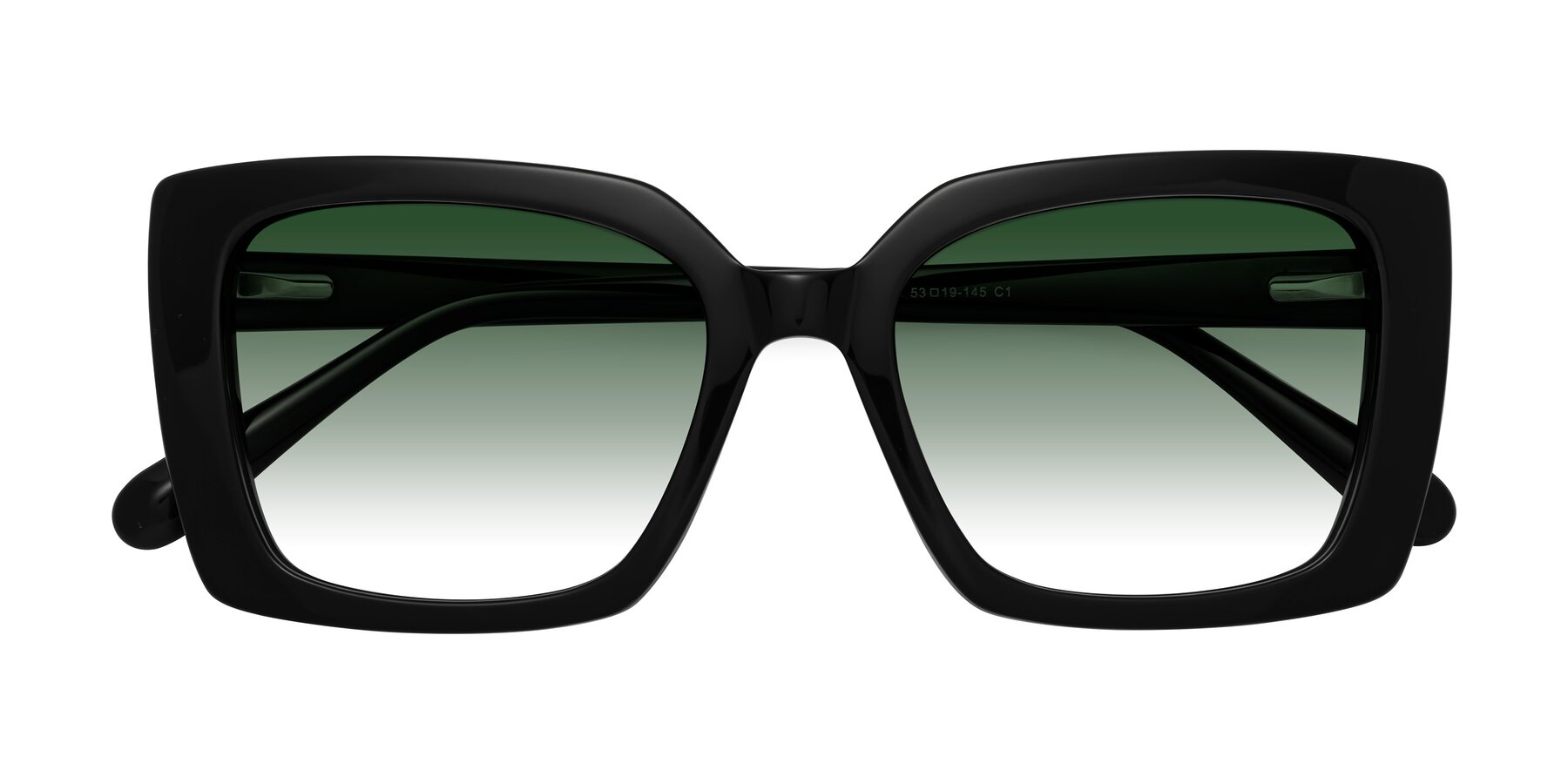 Folded Front of Godness in Black with Green Gradient Lenses