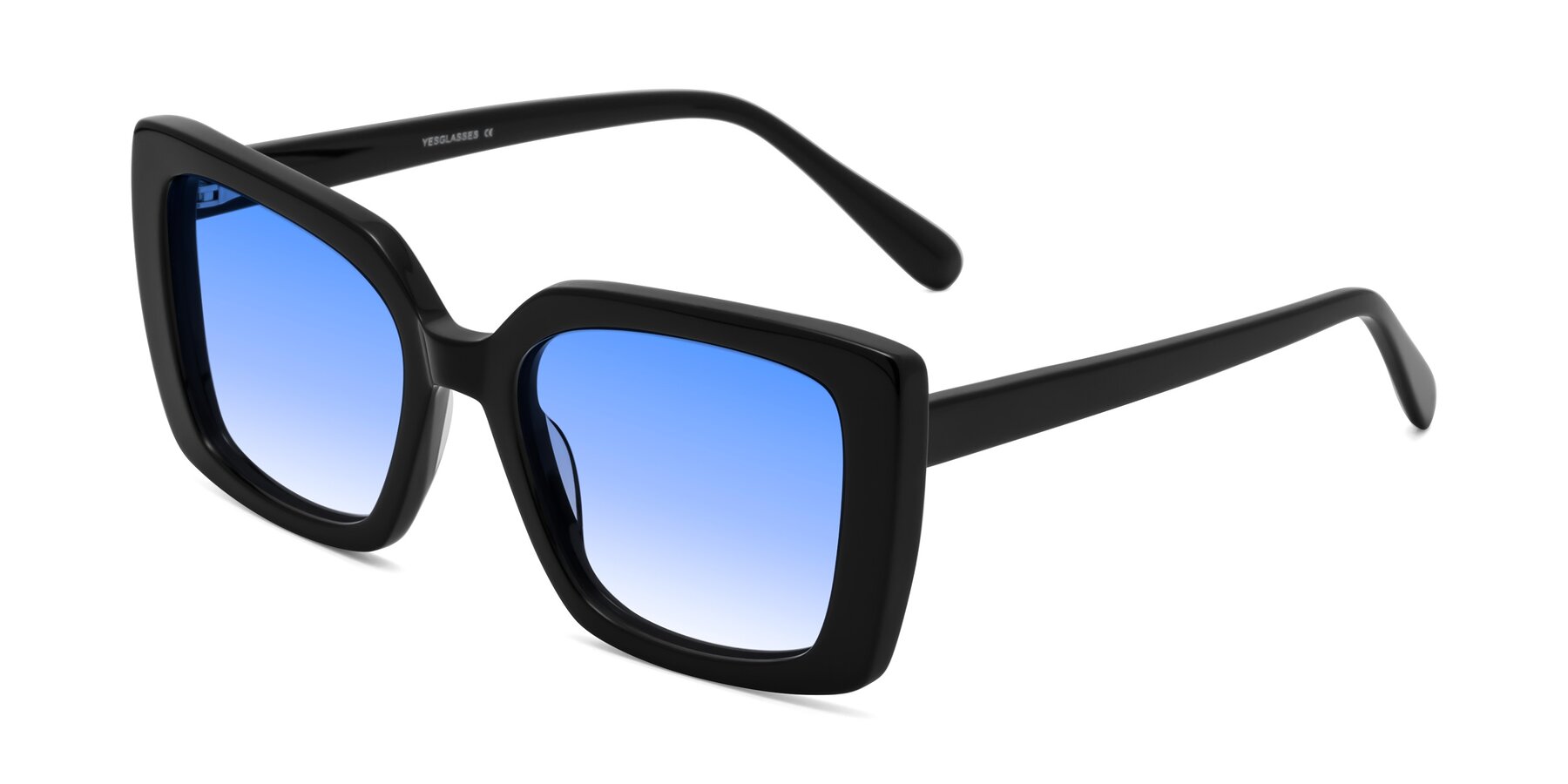 Angle of Godness in Black with Blue Gradient Lenses