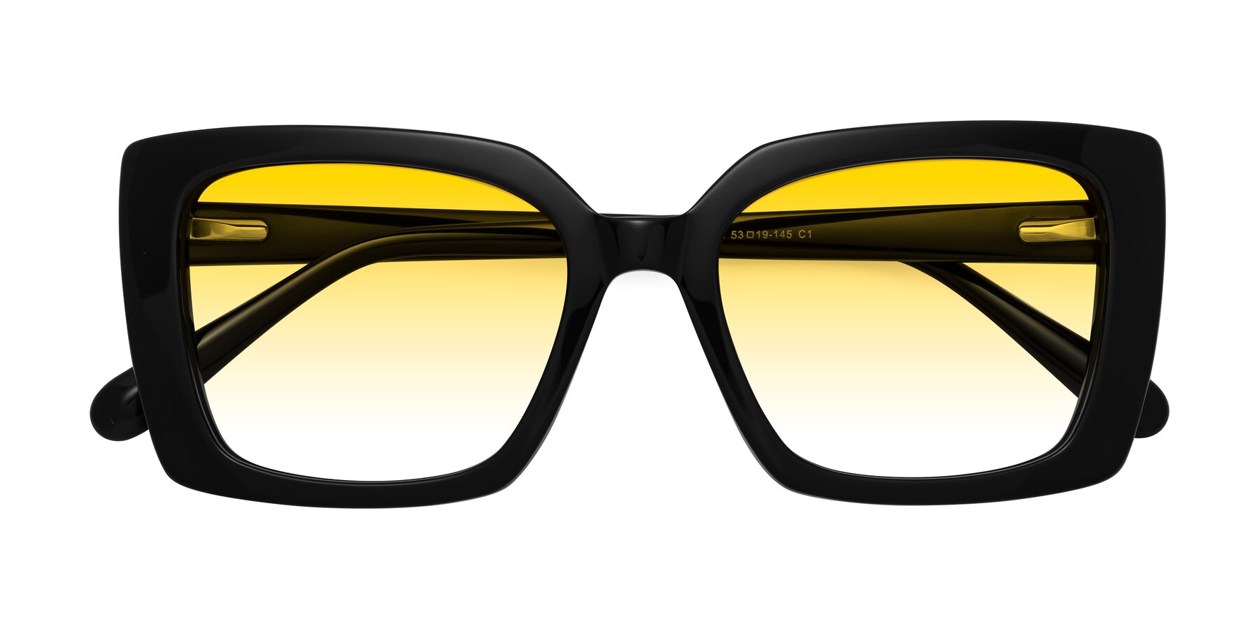 Folded Front of Godness in Black with Yellow Gradient Lenses