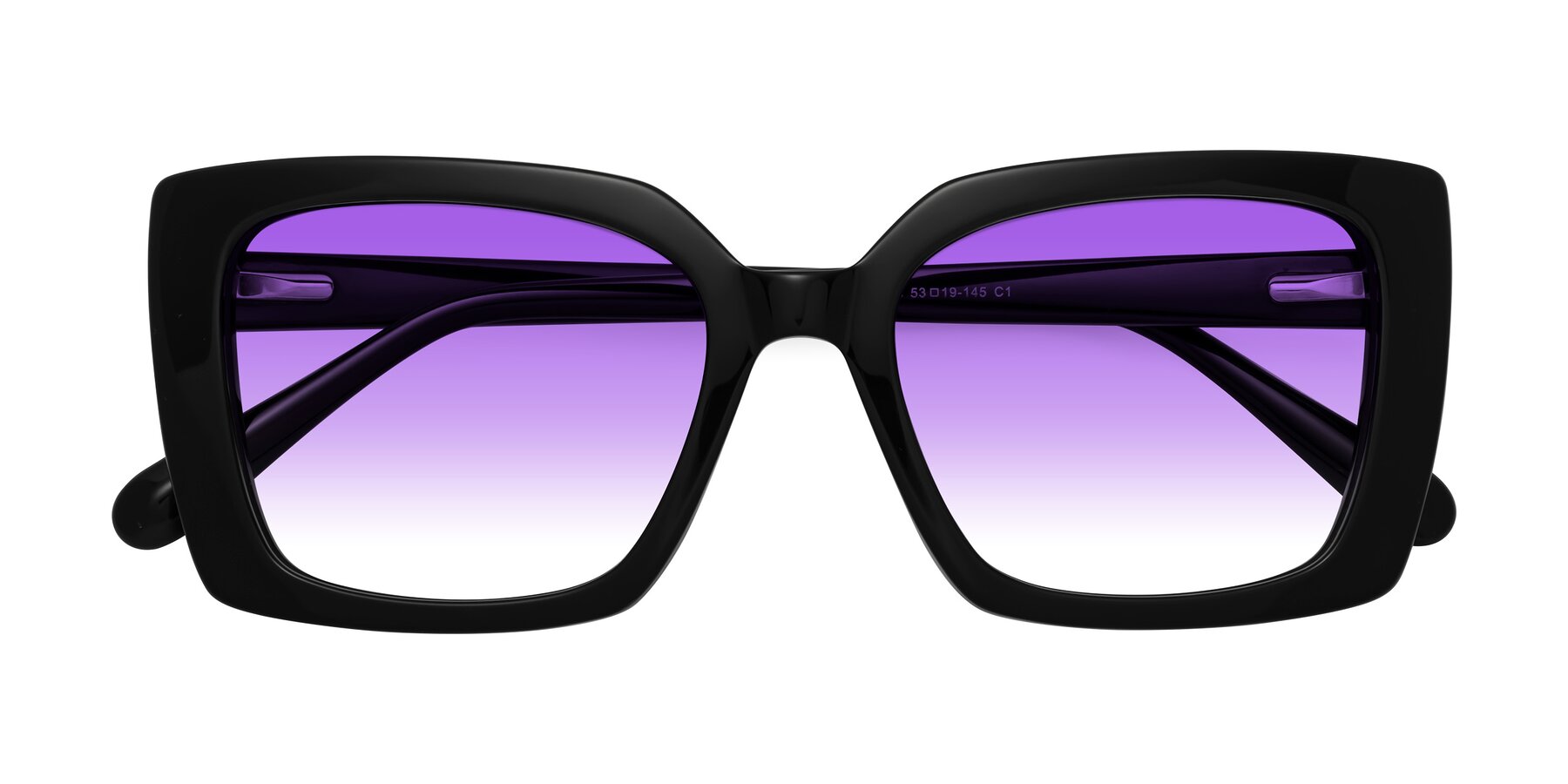 Folded Front of Godness in Black with Purple Gradient Lenses