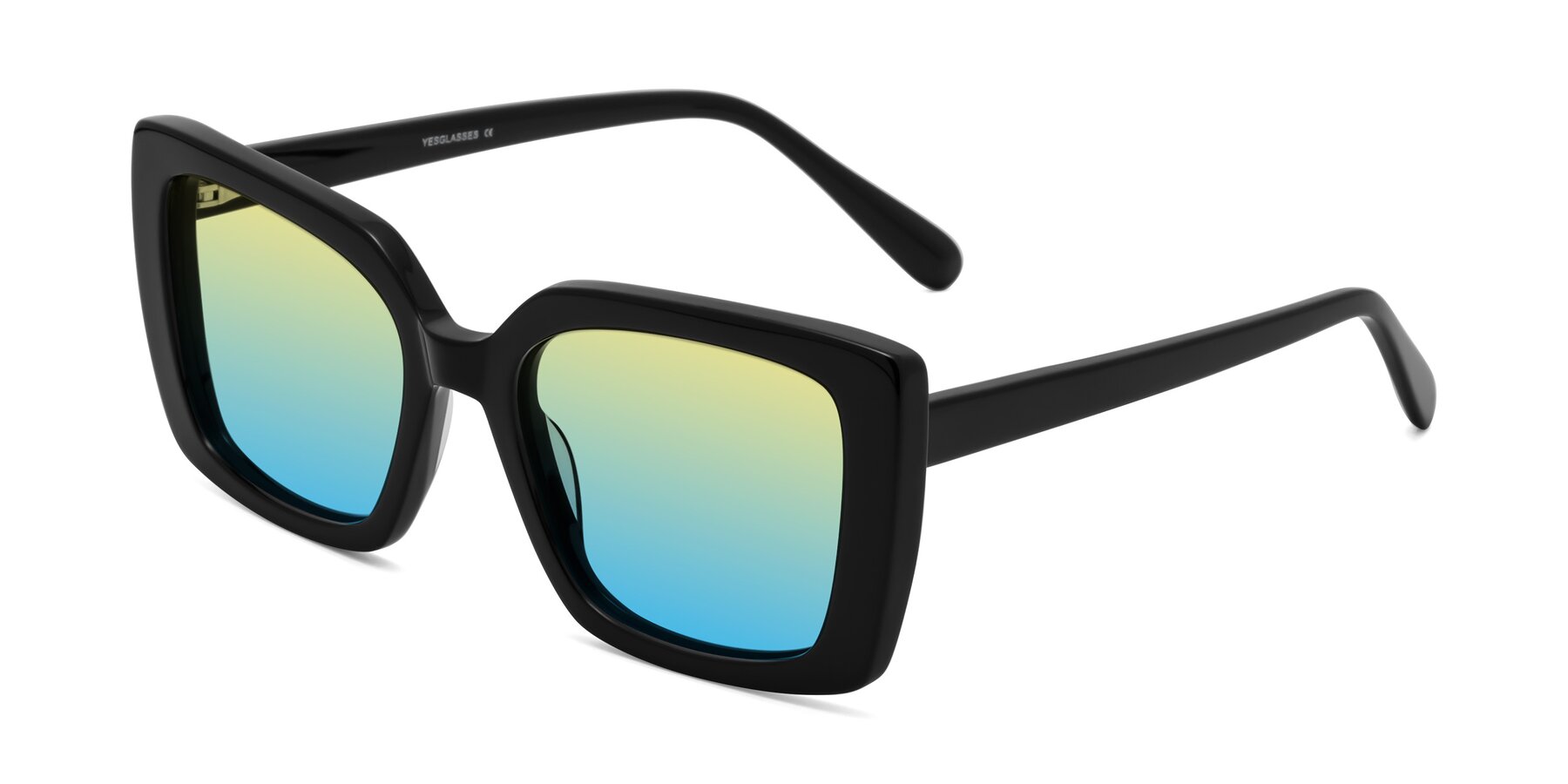 Angle of Godness in Black with Yellow / Blue Gradient Lenses