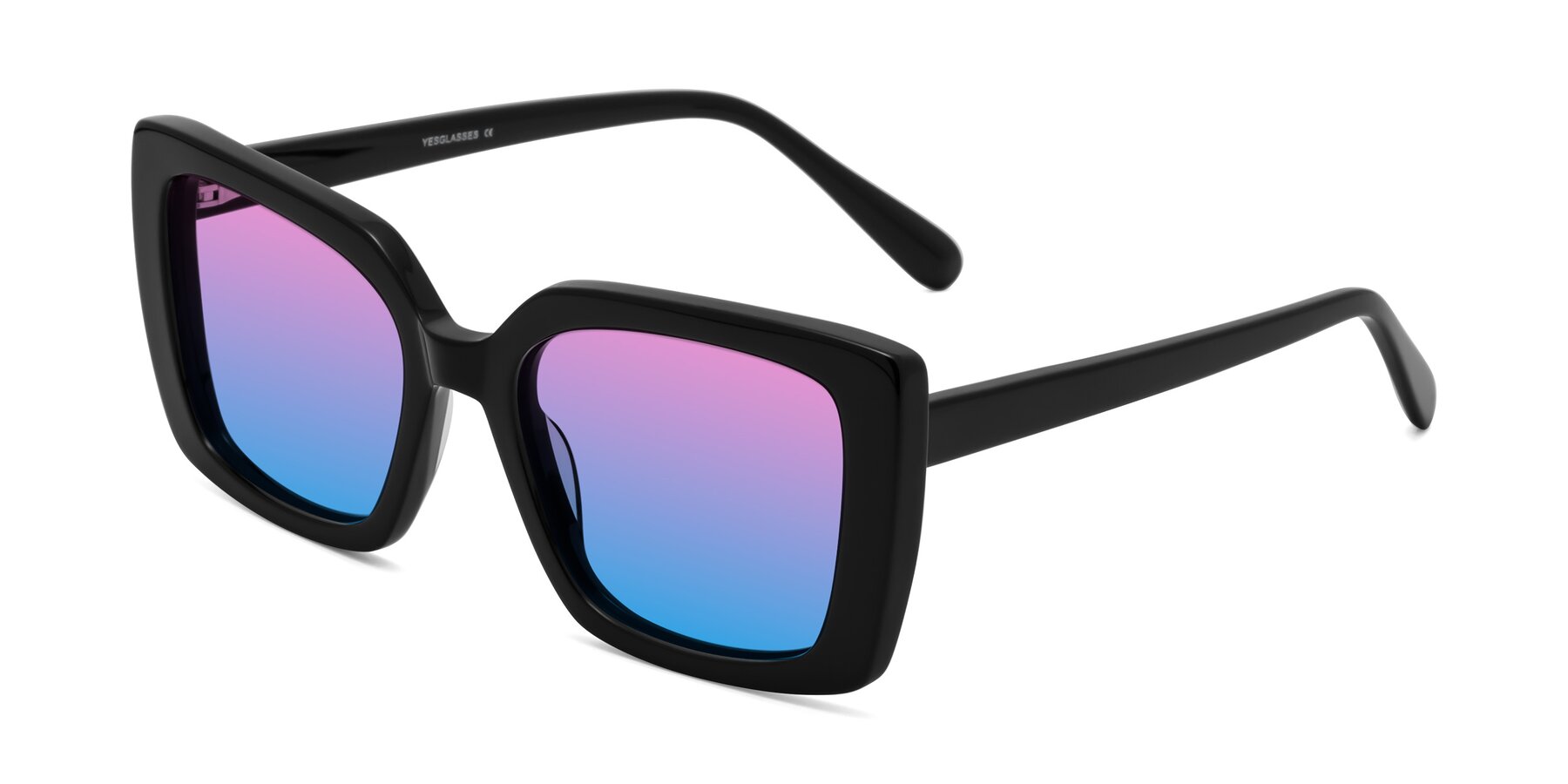 Angle of Godness in Black with Pink / Blue Gradient Lenses