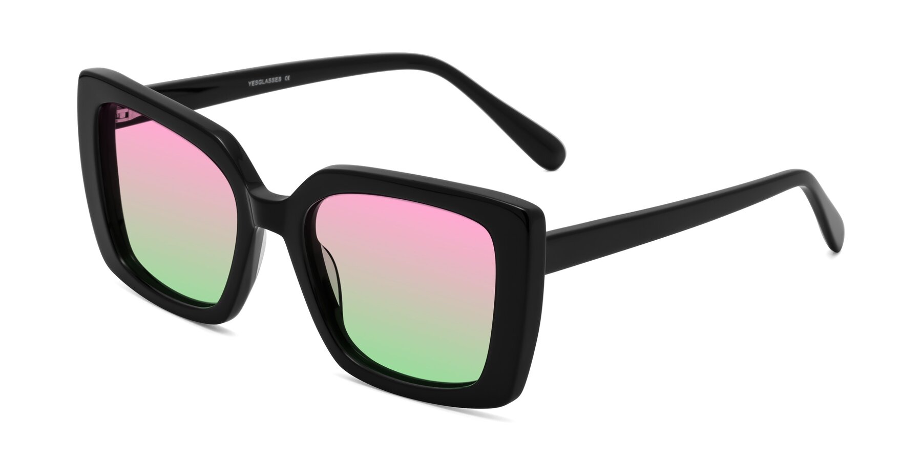 Angle of Godness in Black with Pink / Green Gradient Lenses