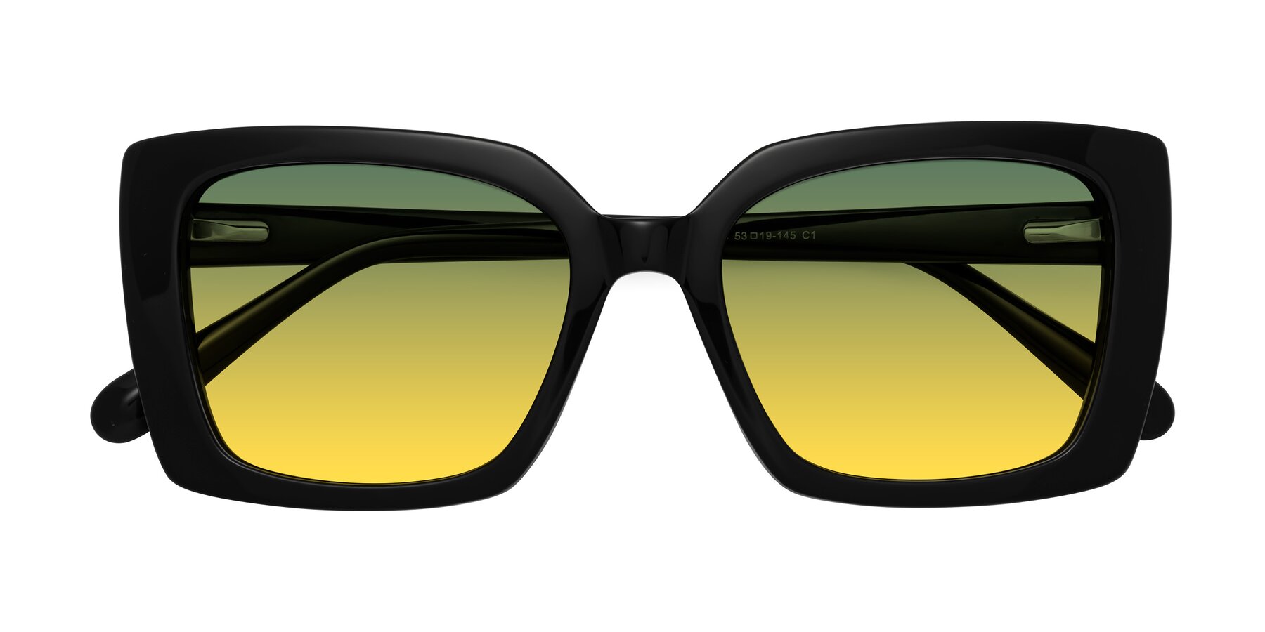 Folded Front of Godness in Black with Green / Yellow Gradient Lenses