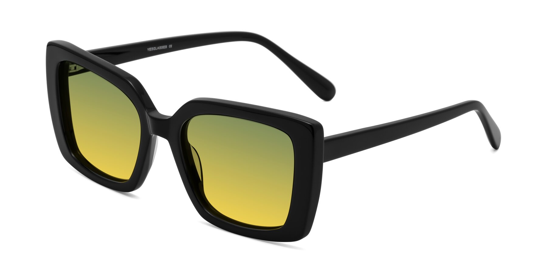 Angle of Godness in Black with Green / Yellow Gradient Lenses