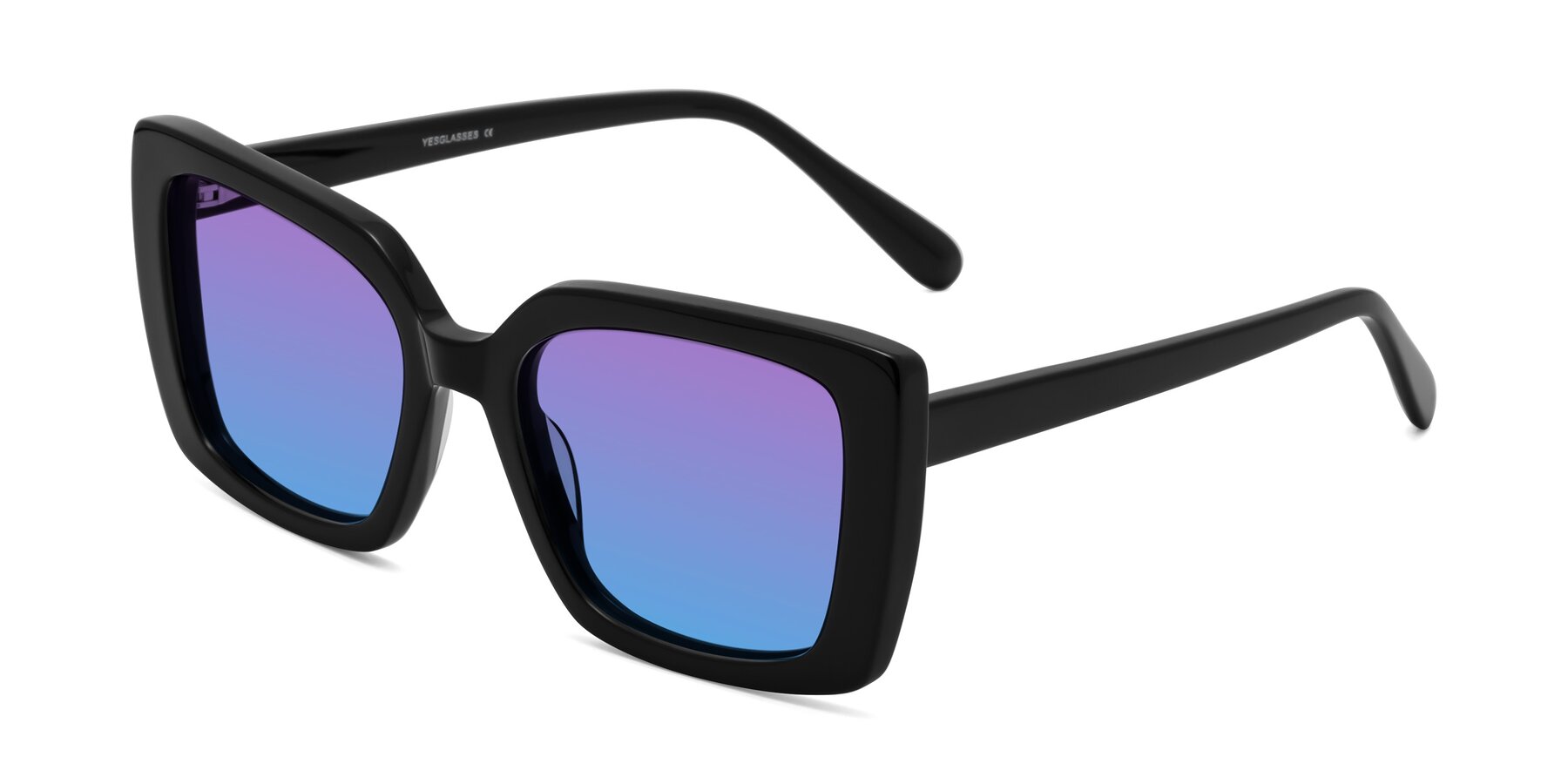 Angle of Godness in Black with Purple / Blue Gradient Lenses