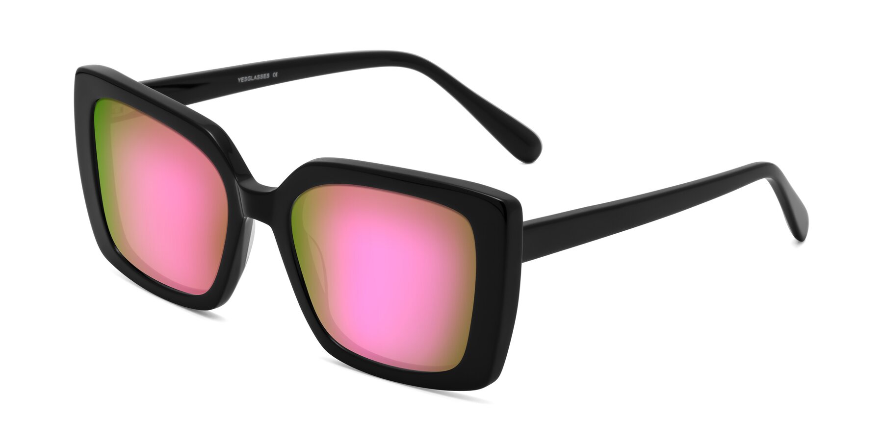 Angle of Godness in Black with Pink Mirrored Lenses