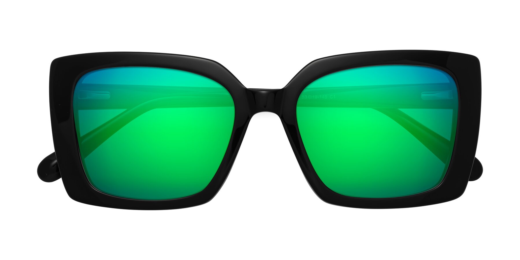 Folded Front of Godness in Black with Green Mirrored Lenses