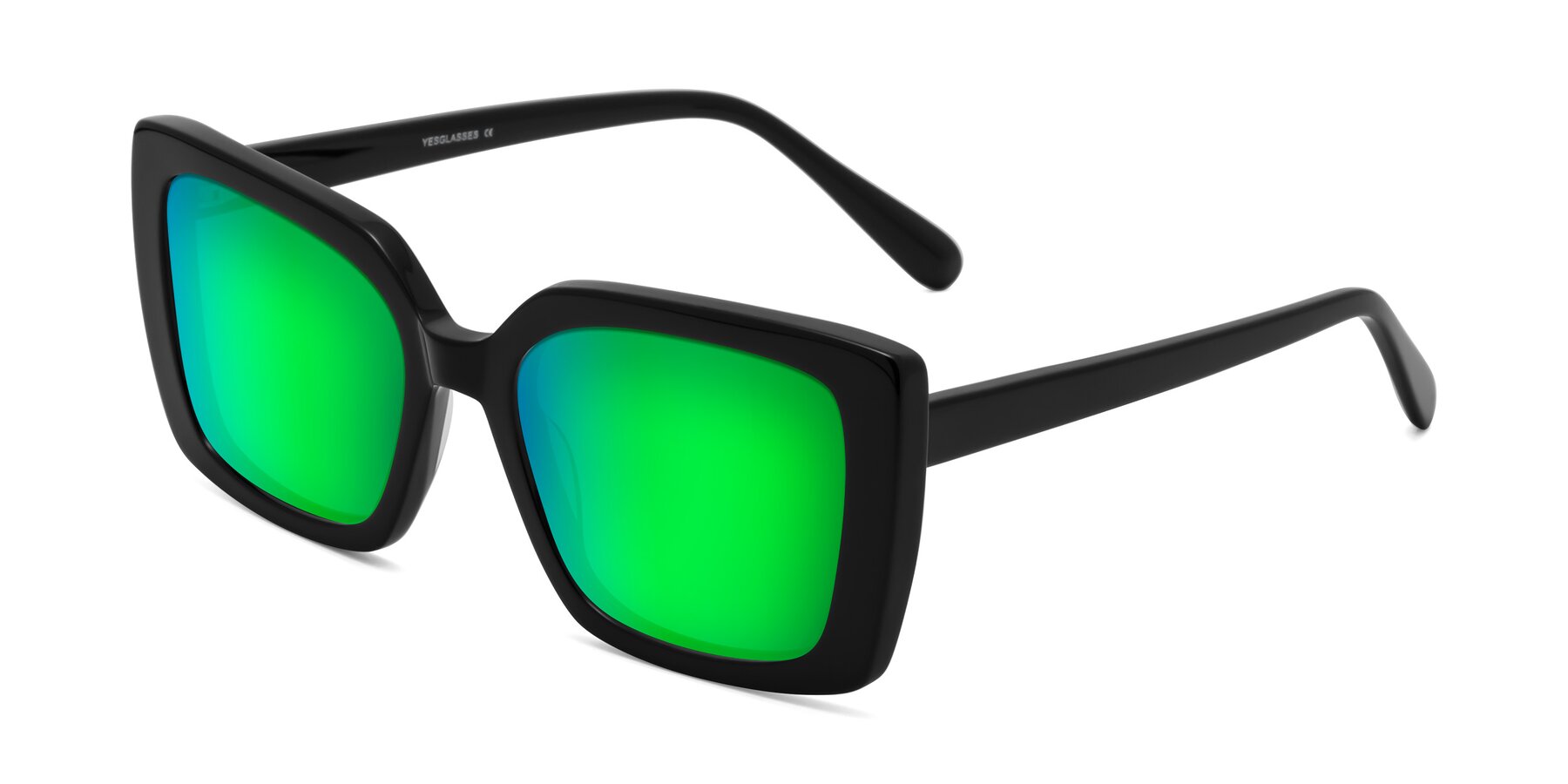 Angle of Godness in Black with Green Mirrored Lenses