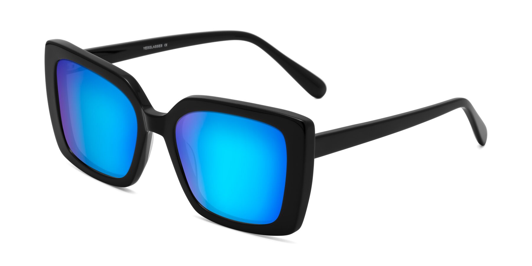 Angle of Godness in Black with Blue Mirrored Lenses