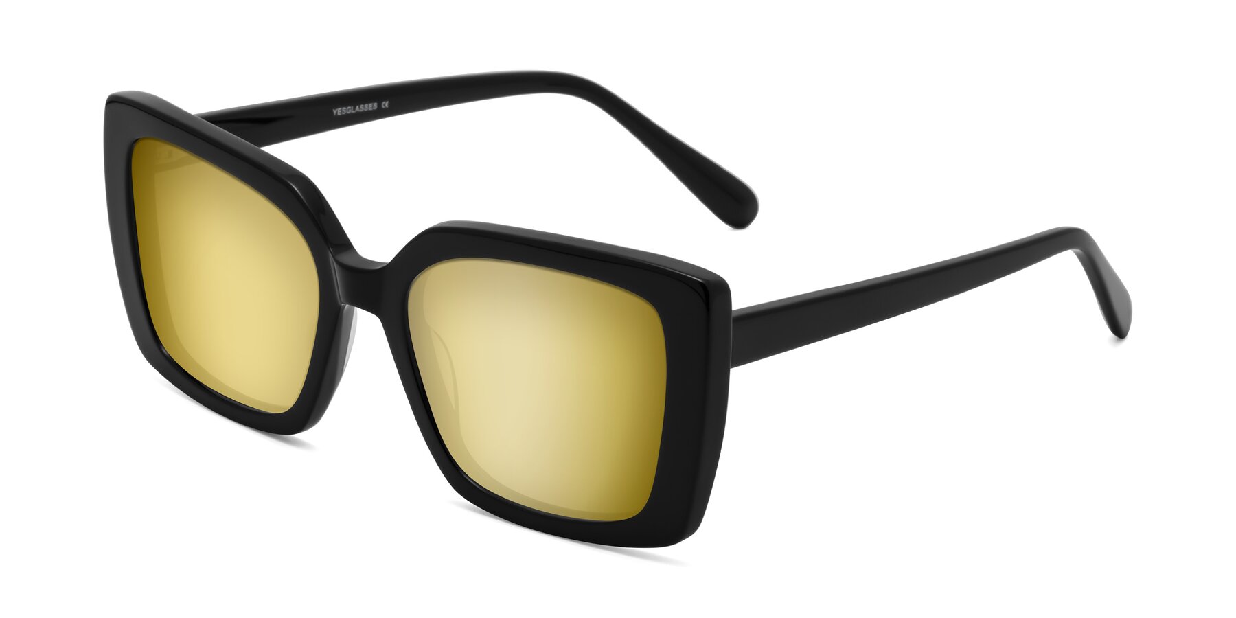 Angle of Godness in Black with Gold Mirrored Lenses