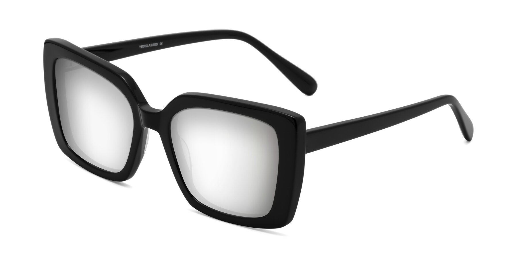 Angle of Godness in Black with Silver Mirrored Lenses