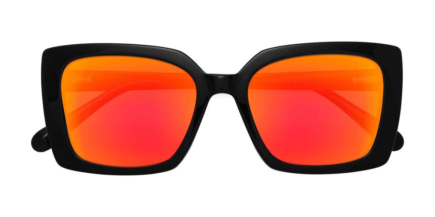 Godness - Black Flash Mirrored Sunglasses