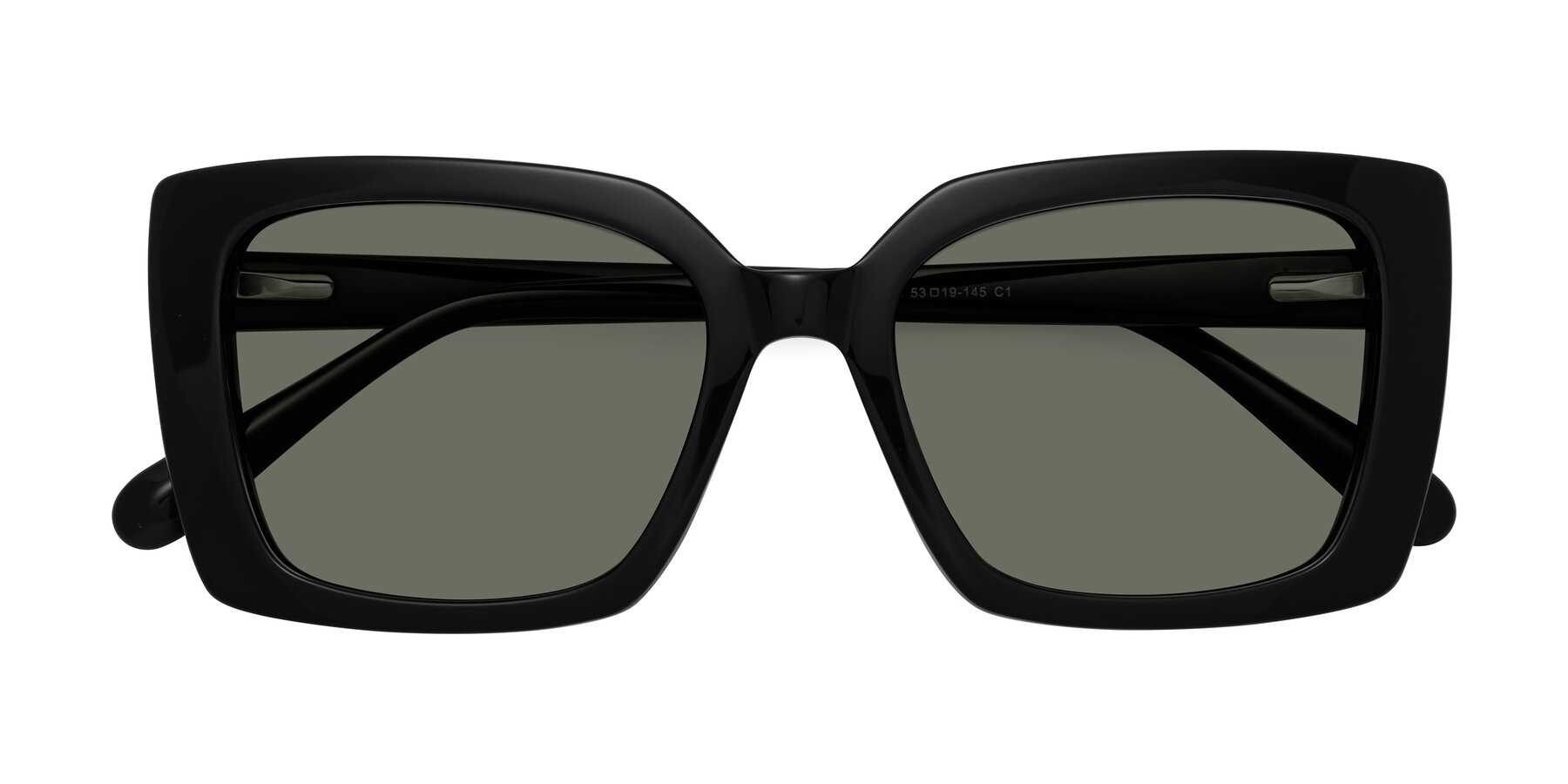 Folded Front of Godness in Black with Gray Polarized Lenses