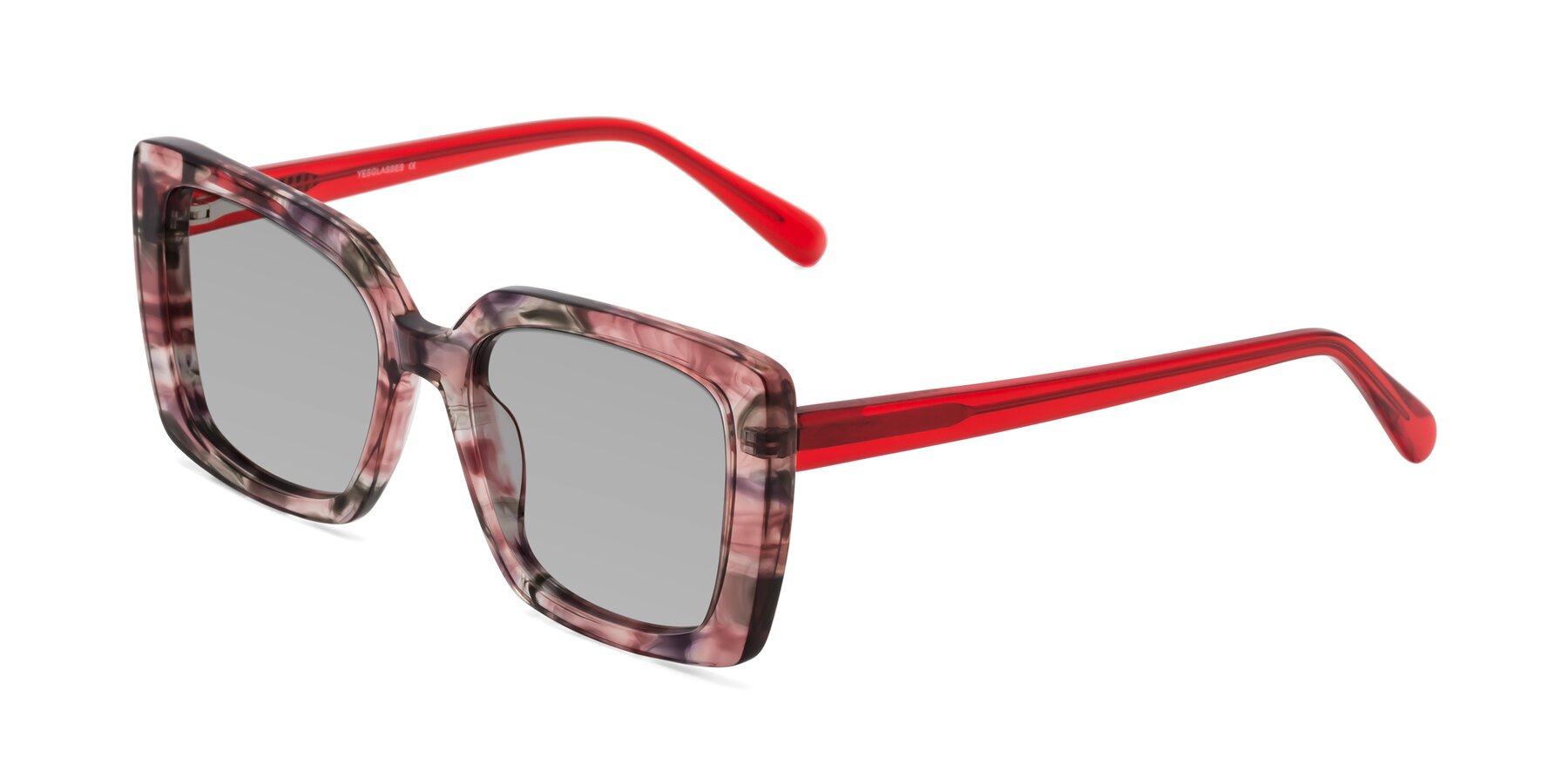 Angle of Godness in Red-Floral with Light Gray Tinted Lenses