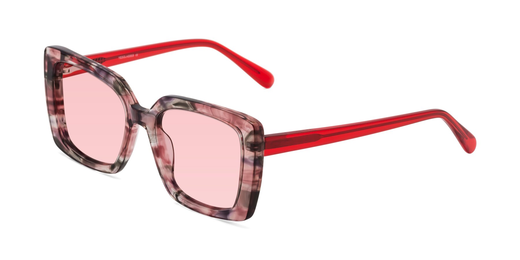 Angle of Godness in Red-Floral with Light Garnet Tinted Lenses