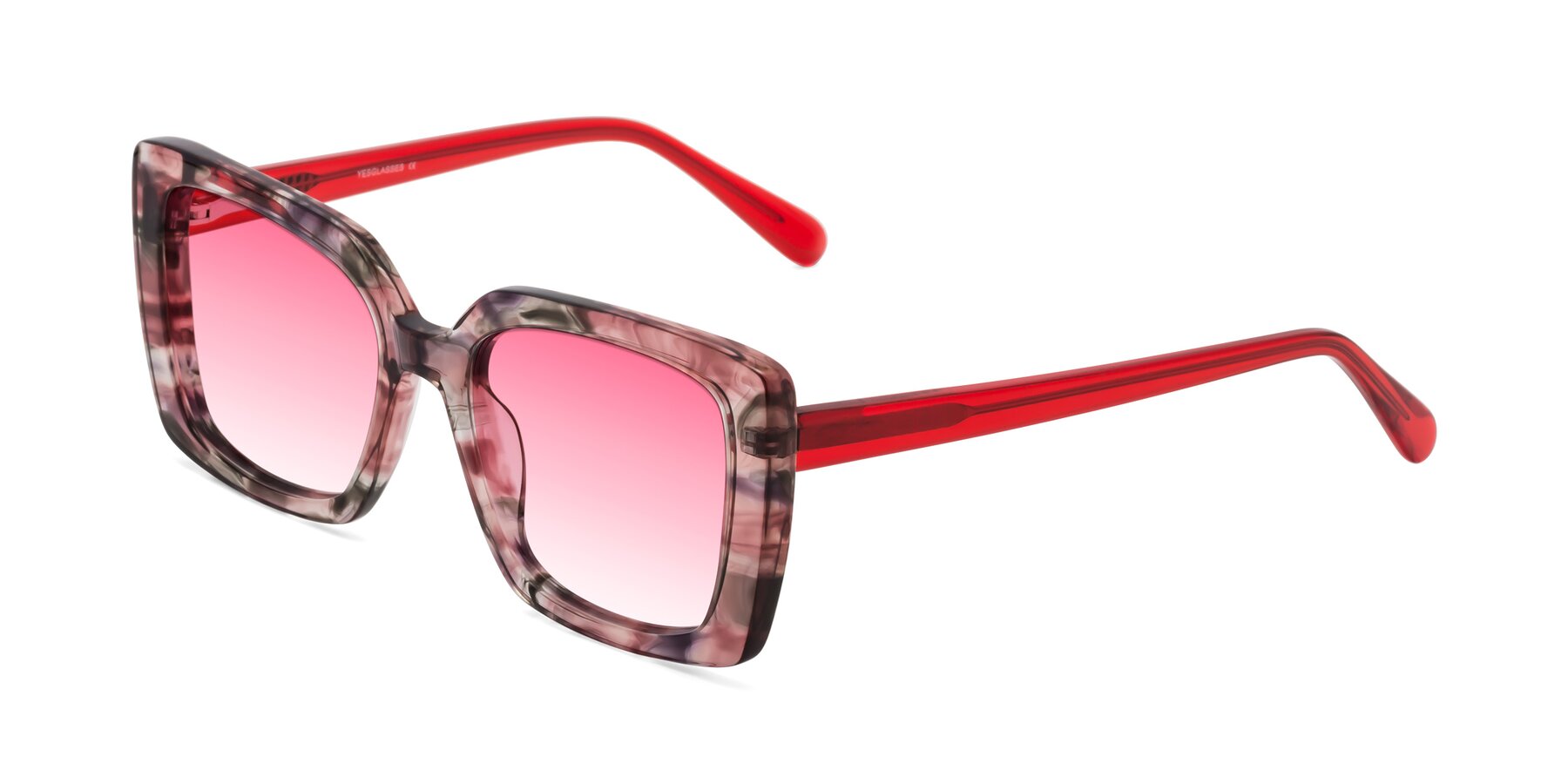 Angle of Godness in Red-Floral with Pink Gradient Lenses