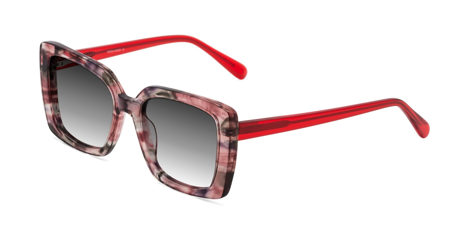 Angle of Godness in Red-Floral with Gray Gradient Lenses