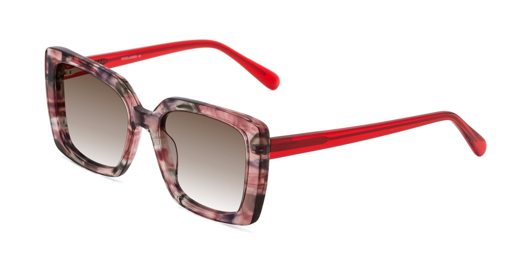 Angle of Godness in Red-Floral with Brown Gradient Lenses